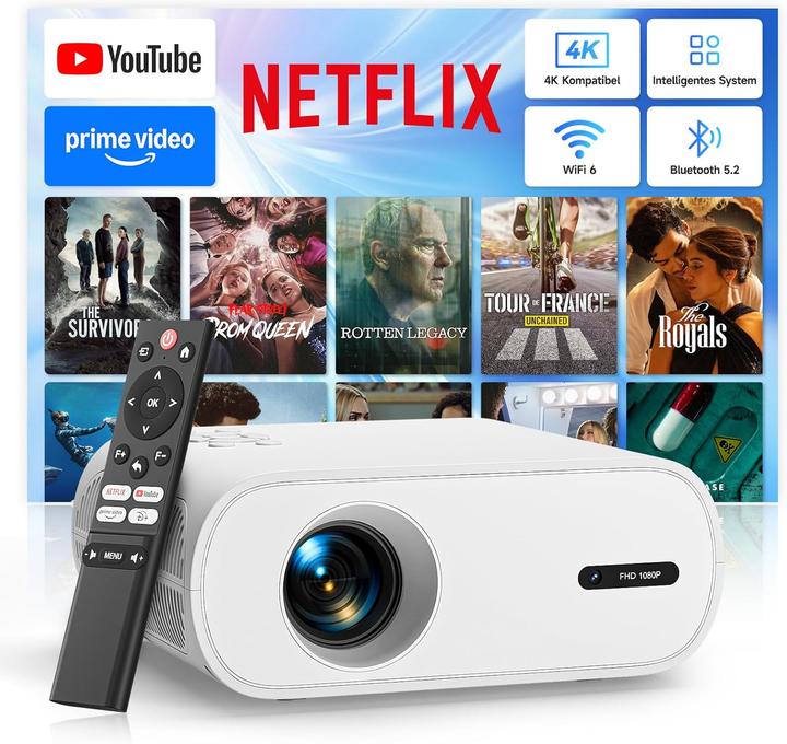 Actual product image Zoomcat Mini Beamer 4K mit Trapezkorrektur WiFi6 (4K, 20000 lm)