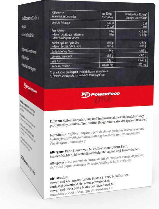 Produktbild PowerFood One High Grade Caffeine (120 Stück, Kapseln, 103 g)