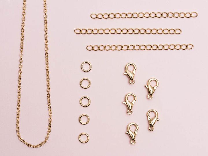 Produktbild Rico kleine Verschlüsse und Ketten, gold Karabiner, Ringe, Kette,Verlängerungskettchen