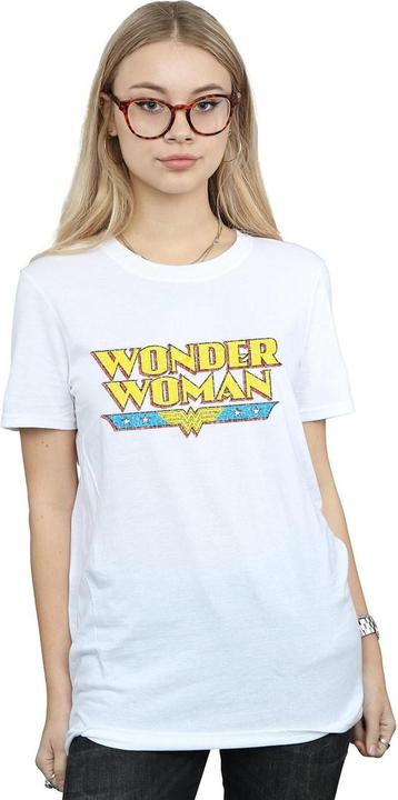Actual product image Womens/Ladies Wonder Woman Crackle Logo Cotton Boyfriend T-Shirt (XL)