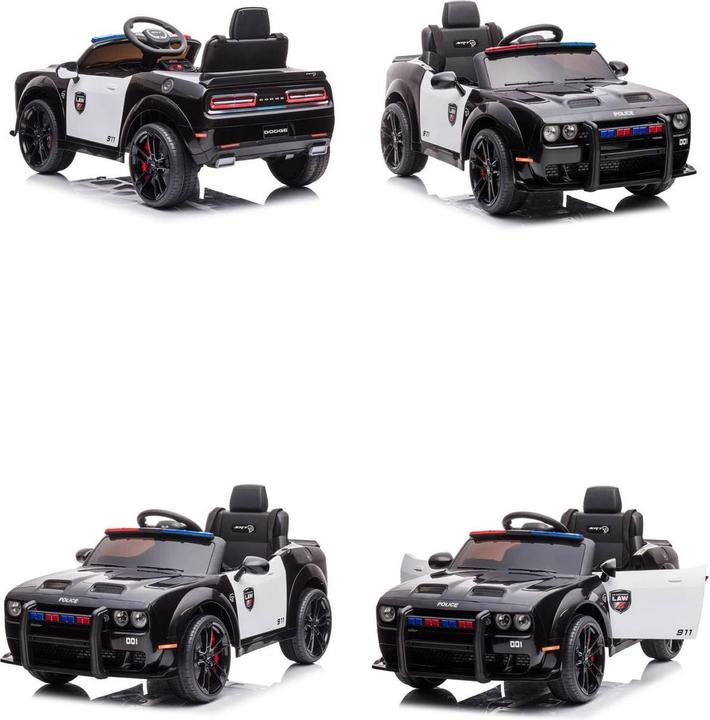 Image du produit Es-toys Véhicule pour enfants - Voiture électrique "Dodge Challenger Police" sous licence - batterie (12 V)