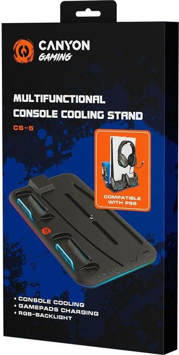 Actual product image Canyon CS-5, PS5 Charger stand, with RGB light,, with + cable, 475±, Juodas (PS5)