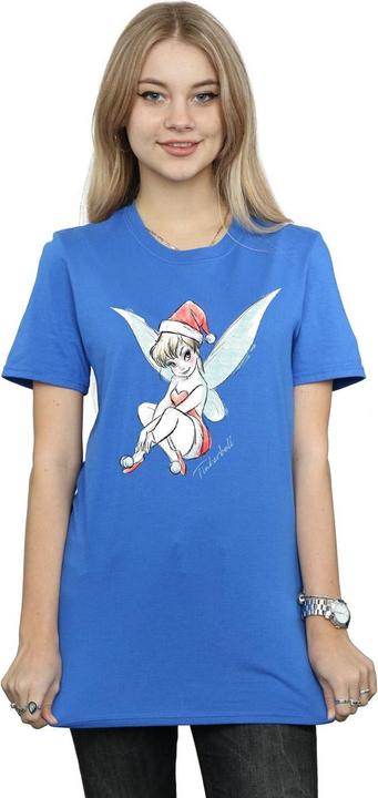Actual product image Disney Womens/Ladies Tinkerbell Christmas Fairy Cotton Boyfriend T-Shirt (L)