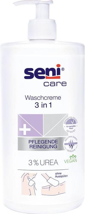 Seni Care Waschcreme 3in1 3% Urea vegan (1000 ml, Intimwaschlotion)