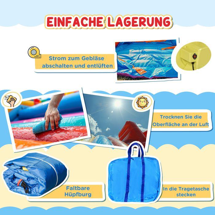Produktbild Swisshandel24 Aufblasbare Hüpfburg, Rutsche Trampolin Sicherheitsnetz 3-10 Jahre Oxford 300x180x160cm