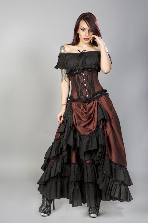 Image du produit Burleska robe femme Carnation victorienne, taffetas, marron (M)
