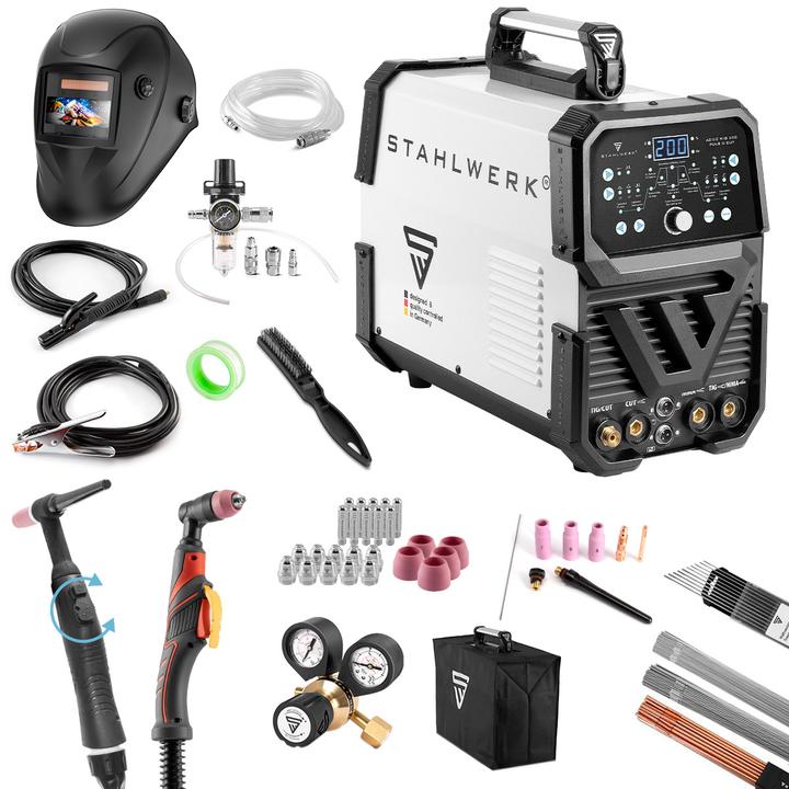 Produktbild Stahlwerk 4-in-1 Kombi-Schweissgerät AC/DC WIG 200 Puls D CUT Vollausstattung