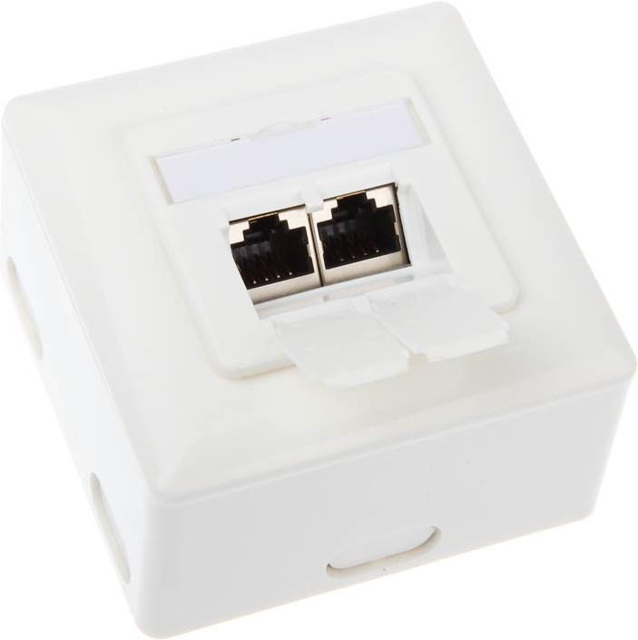 Produktbild InLine Cat. 6 Aufputz Anschlussdose 2x RJ45 Buchse waagerecht