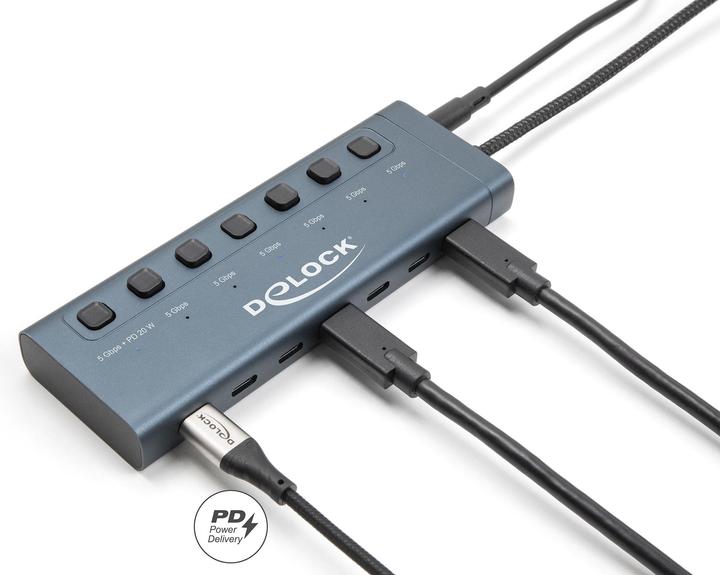 Produktbild Delock USB 5 Gbps Hub mit 7 USB Type-C Ports mit Schalter da (USB-C, 7 Ports)