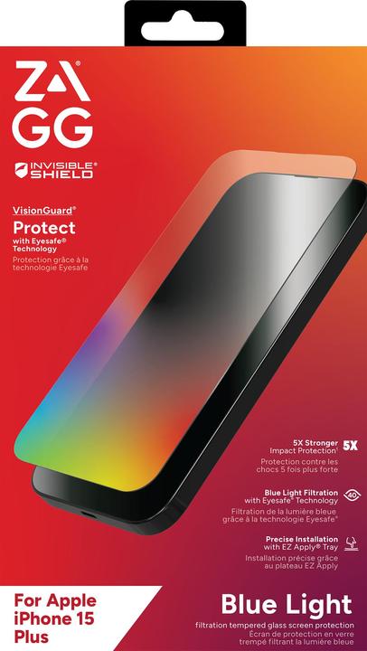 Actual product image Zagg Glass Elite VisionGuard+ (1 Piece, Apple iPhone 15 Plus)