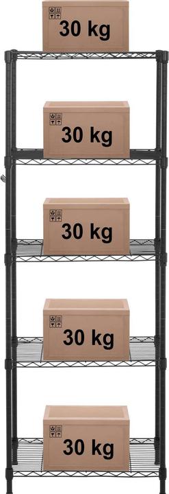 Produktbild Royal Catering Metallregal Steckregal Haushaltsregal Standregal 55x45x150 cm 150 kg schwarz