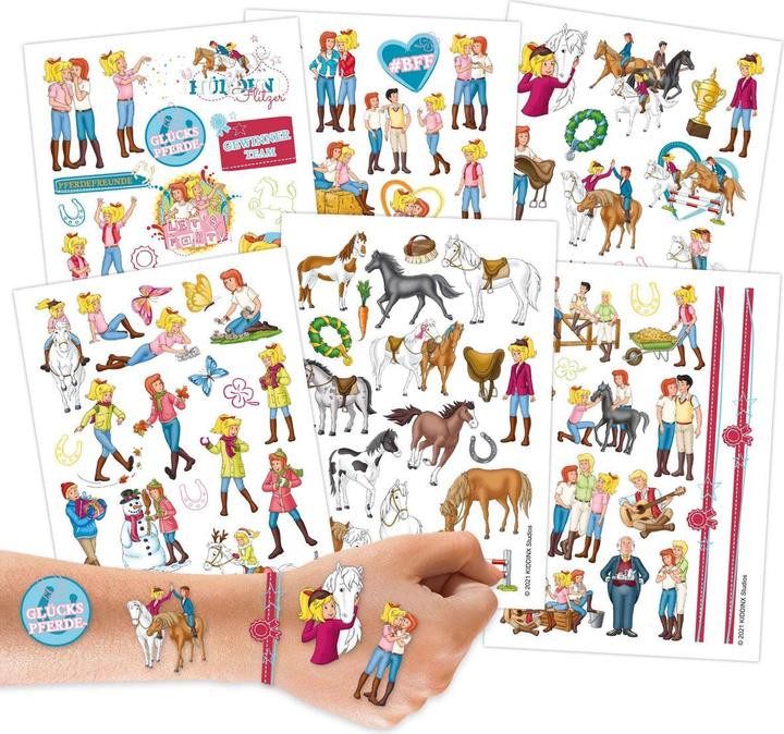 Actual product image Papierdrachen Children's tattoo set - Bibi and Tina (100 pieces on 6 sheets)