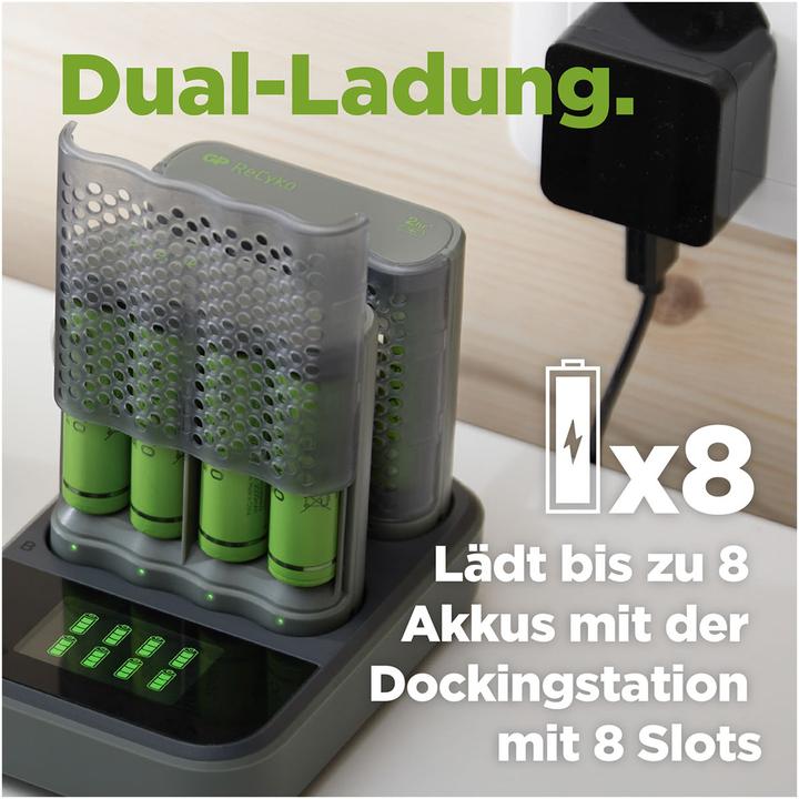 Produktbild GP Batteries Pro-Line Docking Station + 4xAAA + 4xAA (8 Stk., AA, 2100 mAh, Ladegerät inkl. Akku)
