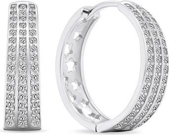 Brilio Silver - Sparkling silver hoop earrings with zircons EA459W