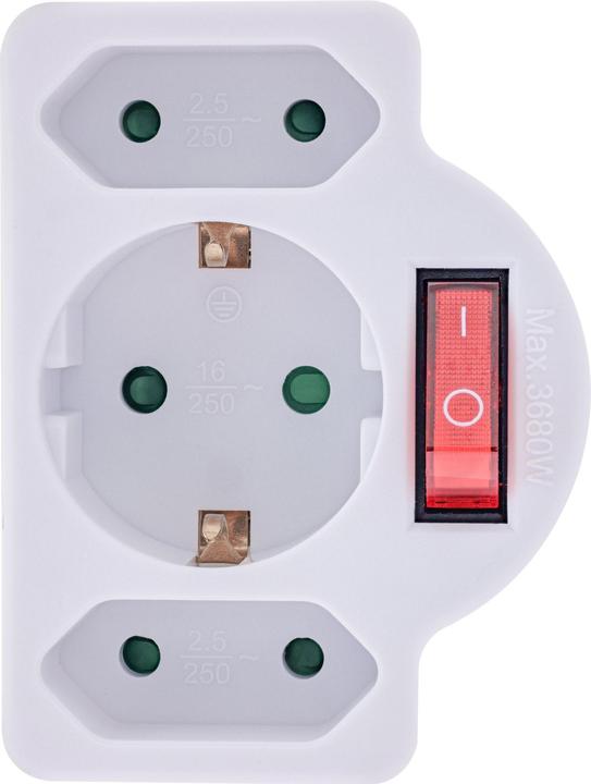 Immagine prodotto InLine Adattatore per presa di corrente con interruttore, spina con contatto di terra a 2x presa Euro + 1x (CEE 7/3, 3 x)