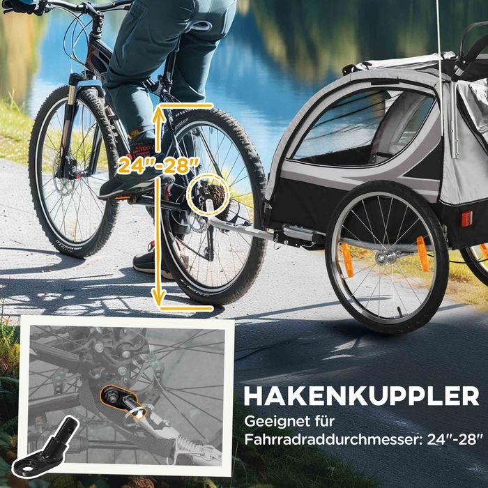 Produktbild Swisshandel24 2 in 1 Kinderanhänger klappbar Fahrradanhänger mit abnehmbarem Vorderrad Grau