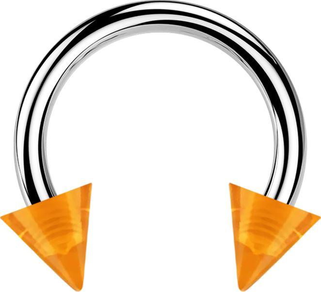 Star Piercing Micro Circular Barbell silber mit zwei Cones orange transparent (Acryl, Chirurgenstahl 316L, ohne Messing)