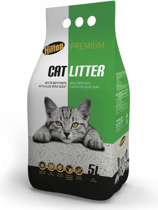 Hilton Premium Weisser Bentonit mit Aloe Vera Duft - Katzenstreu - 5l (Non-clumping, Non-dusting, 3 kg)