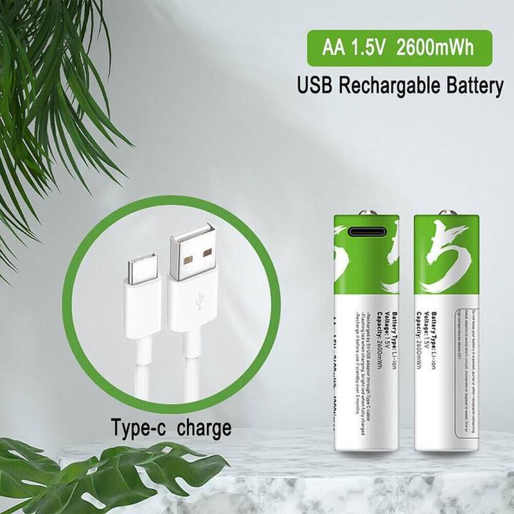 Actual product image PhoneLook Pack de 4 piles AA Lithium-Ion rechargeables en USB-C (câble inclus) (4 pcs., AA)