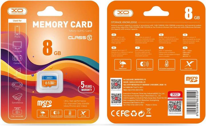 Nährwerte und Zutaten xO memory card 8GB microSDHC cl. 10 (8 GB, microSDHC)