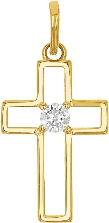 Amor Anhänger für Damen, Gold 375, Zirkonia synth. | Kreuz (Gold 375, 9 ct)