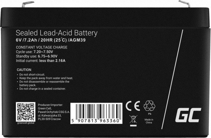 Produktbild GreenCell Battery AGM VRLA 6V 7.2Ah - Batterie - 7.200 mAh (6 V, 7.20 Ah)