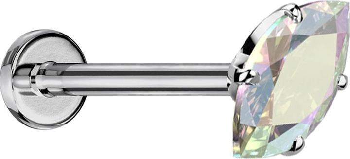 Produktbild Star Piercing Micro Threadless Labret silber mit Oval Kristall multicolor gefasst (ohne Messing, Titan G23)