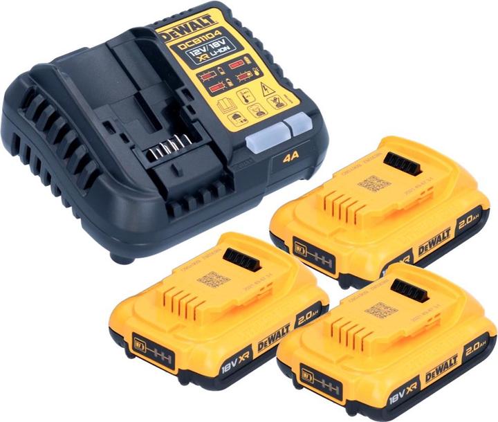 Actual product image DeWalt DCB 1104 D3 Battery Starter Set 12 V / 18 V 3x Battery 2.0 Ah + DCB 1104 Charger (18 V)