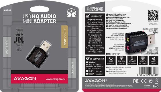Productafbeelding Axagon ADA-17 - 16 Bit - 93 dB - USB (USB)