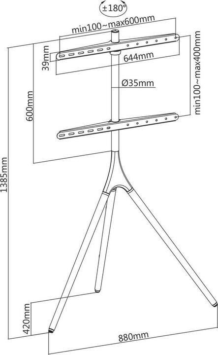 Produktbild Manhattan Mobiler TV-Ständer mit Stativbeinen (Universal, 65", 32 kg)