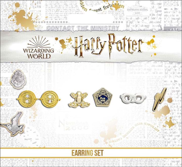 GED Harry Potter Stud Earring Set: Time T./Choc.Frog/Glass Light (Versilbertes Metall)