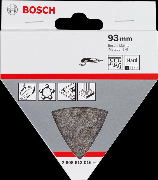Actual product image Bosch Professional Zubehör Polishing felt for triangular grinder and multi-cutter, hard, Velcro, 93 mm (Hard)