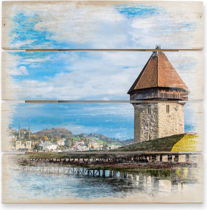 Produktbild Trenddeko Holzbrücke in Luzern (40 x 41.5 cm)