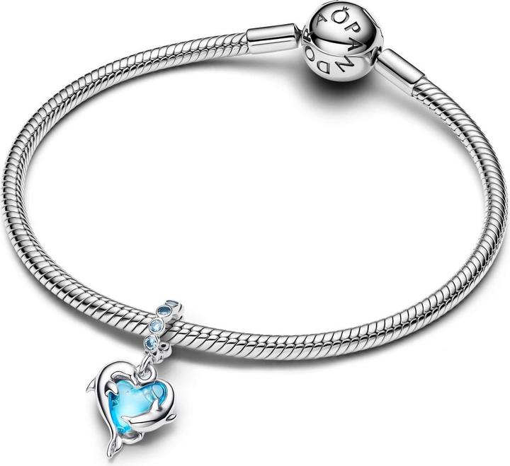 Actual product image Pandora Blue Murano Glass Dolphins Dangle Charm (Murano glass)