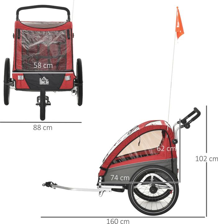 Immagine prodotto Homcom Passeggino 3in1 anche come jogger e rimorchio per bicicletta