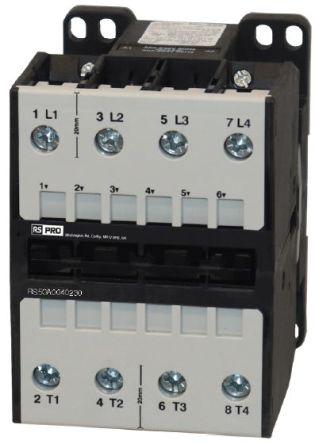 Image du produit Rs Pro Contacteur de puissance 230 V bobine, 4 -pôles, 3 400 V / 74 A 37 kW