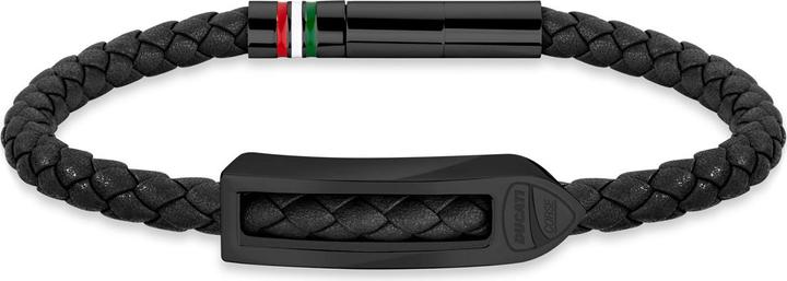 Ducati Punta Armband (22 cm, Leder, Edelstahl)