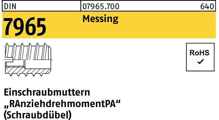 Immagine prodotto Dado a vite DIN 7965 M 10 x 30 ottone