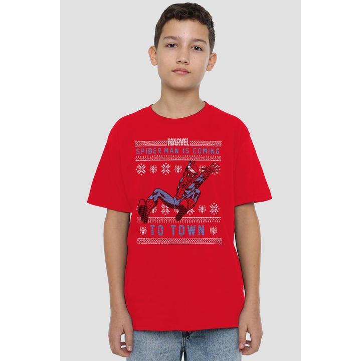 Actual product image Spiderman Childrens/Kids Christmas Sweater T-Shirt (116)