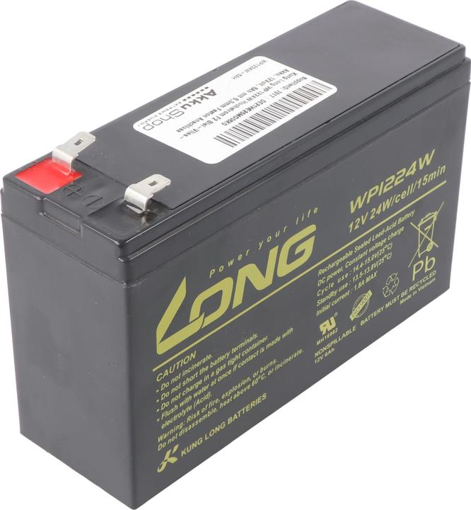 Produktbild Kung Long WP1224W Hochstrom F2 Blei-Vlies-Akku, 12Volt, 6Ah mit 6,3mm Faston Anschluss (12 V, 6 Ah)