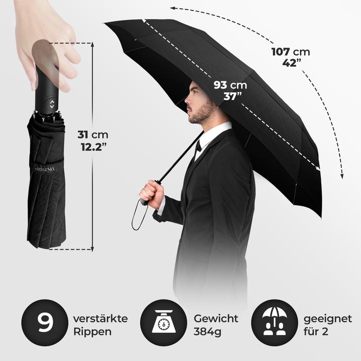 Actual product image Wilford & Sons Double Vented Umbrella, Black
