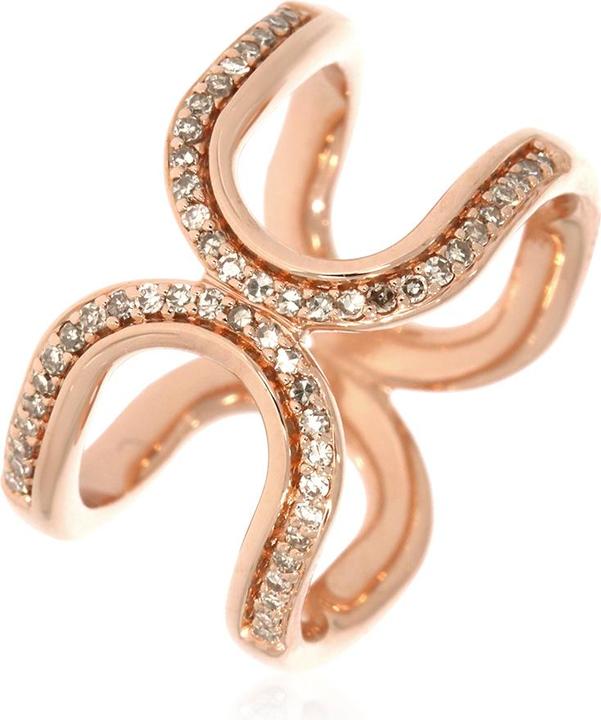 Produktbild Xen Ring mit 54 braunen Diamanten ca. 0,26 ct. rosèvergoldet (58, 925 Silber)