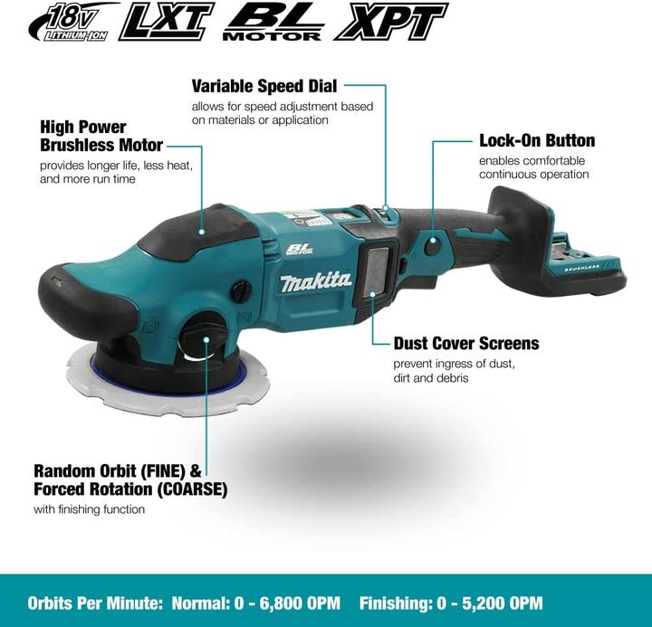 Produktbild Makita DPO600Z Akku-Polierer (Exzenterpolierer, 430 W)