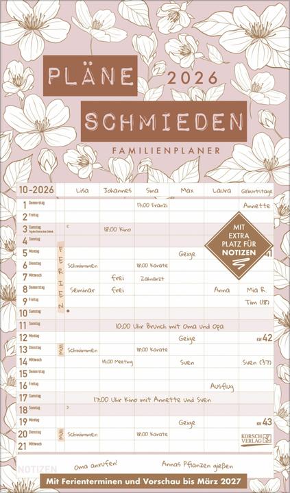 Premium Familienplaner Pläne schmieden 2026 (27 x 46 cm, German)