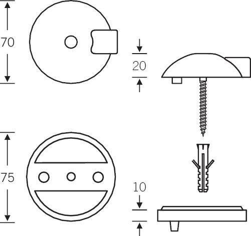 Actual product image FSB Base plate 38 3884 plastic Ø 75 mm height 10 mm (1 Piece)