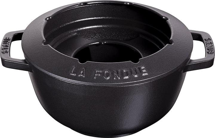 Produktbild Staub Fondue Set schwarz m. 2 Griffen, rund. 20 cm (Käsefondue, Schokoladenfondue)