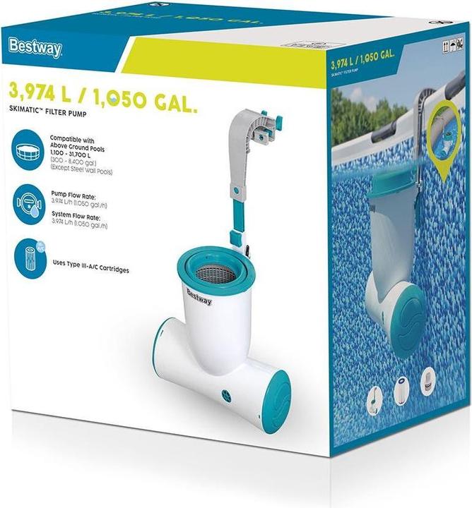 Actual product image Bestway Skimatic 2-in-1 Einhängeskimmer/ Filterpumpen-Kombination 3.974 l/h