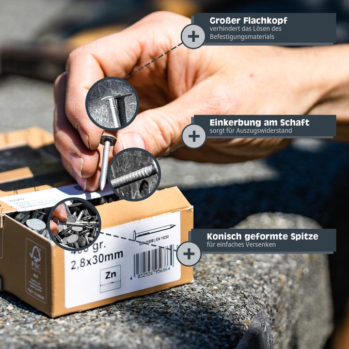 Produktbild Helpmate Dachpappnägel 2,8x30, verzinkt, 400 Gramm (1 Stück, 30 mm)