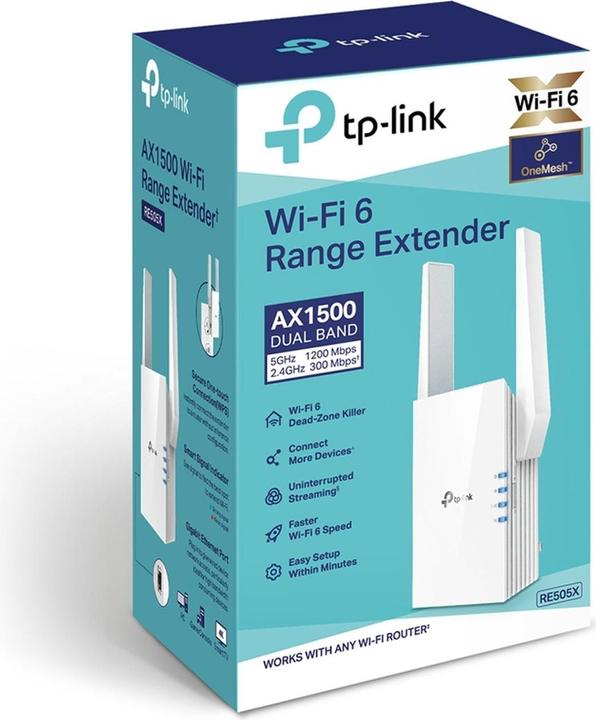 Produktbild TP-Link RE505X Wi-Fi 6 WLAN Repeater AX1500 (1200 Mbit/s, 300 Mbit/s)
