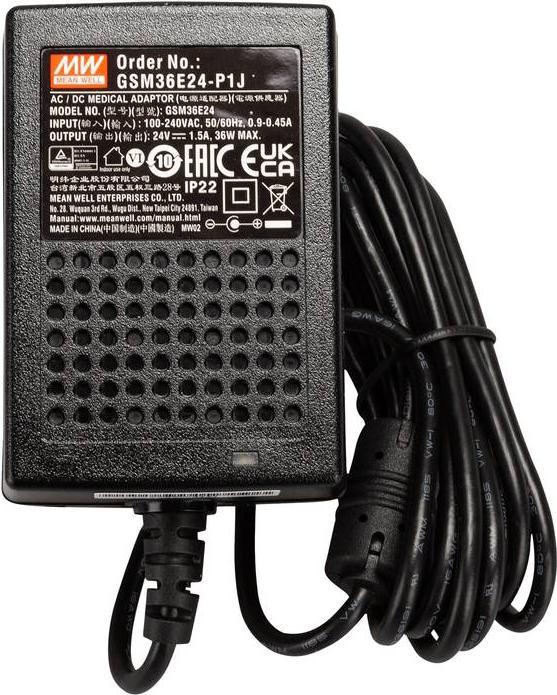 Actual product image MeanWell Power Adapter Plug In ErP Medical 24V